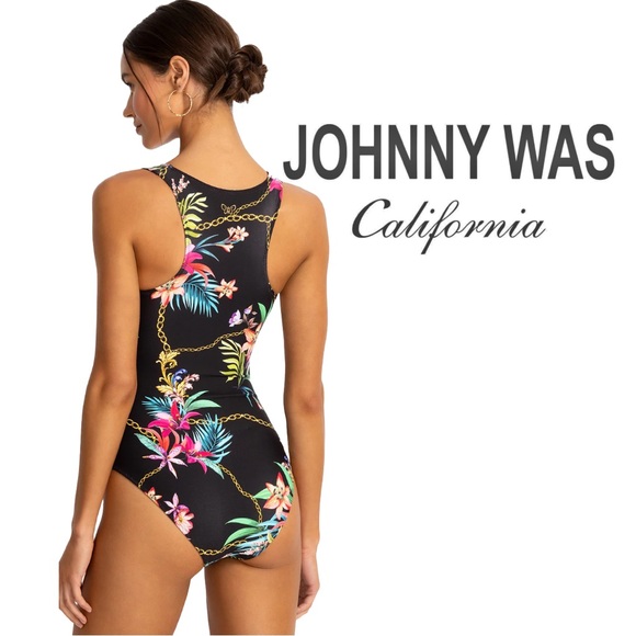 Johnny Was 2-in-1 reversible One Piece NWT Swimsuit leopard or tropical brights - Picture 16 of 16